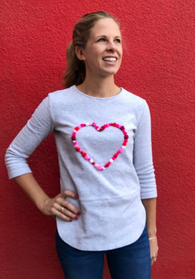 DIY Pom-Pom Heart Shirt