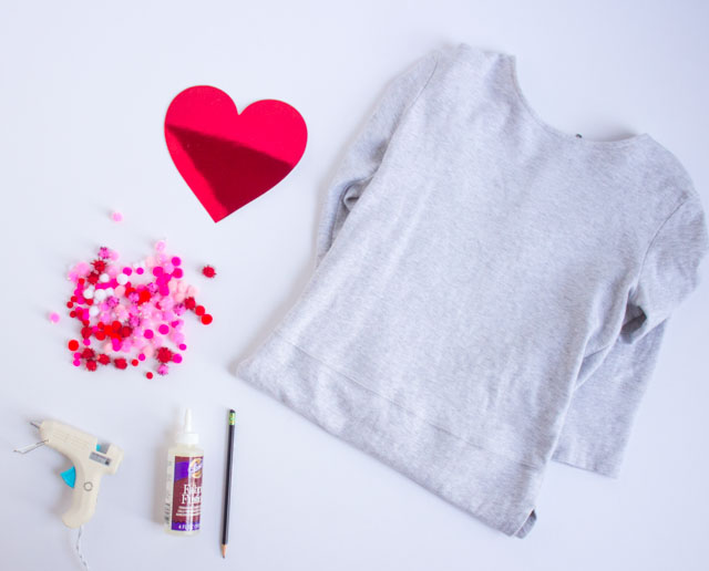 Make a pom-pom heart shirt for Valentine's Day - or any day!