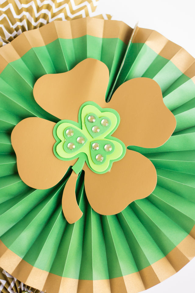 Make a St. Patrick's Day Wreath out of paper party fans!