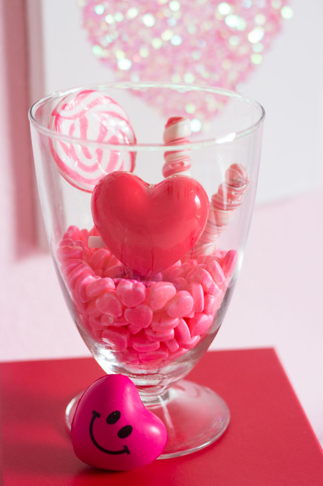 Fill a jar with candy for a fun Valentine's Day decoration!