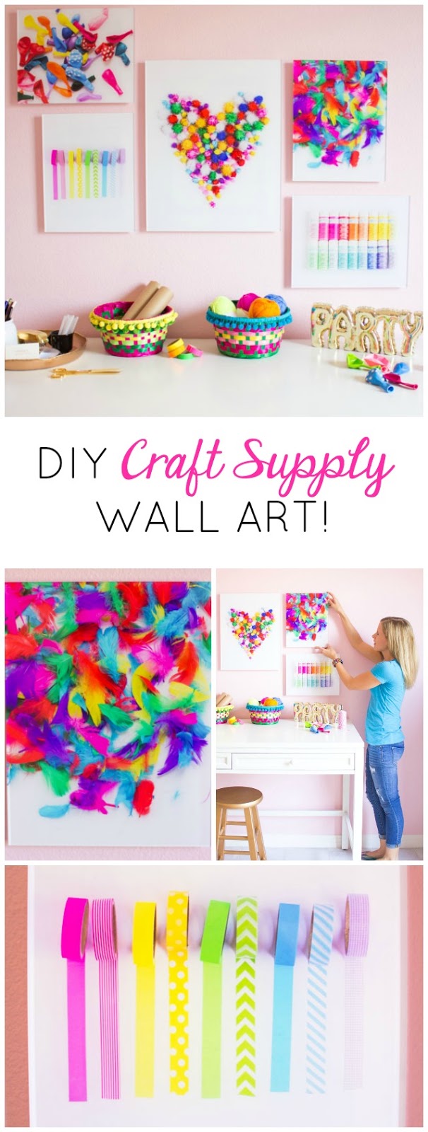 Turn snapshots of your favorite craft supplies into fun wall art for your office or craft room!