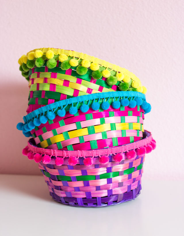 How to make colorful storage containers from Easter baskets!