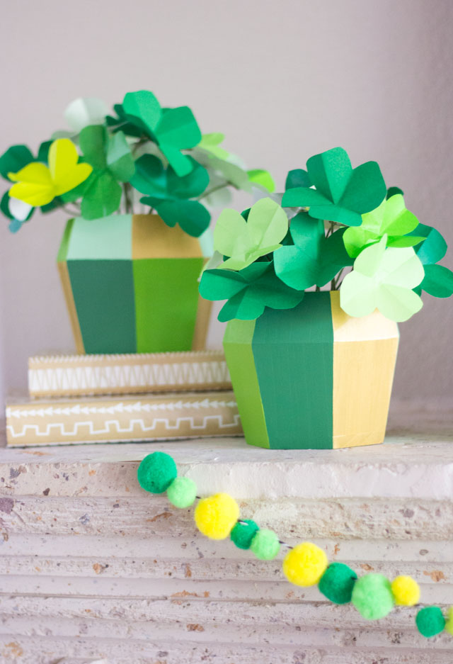 Make these shamrocks from paper in minutes for a pretty St. Patrick's Day centerpiece idea!