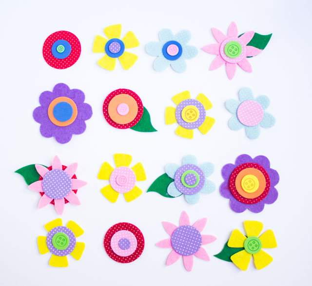 Pretty precut felt and foam flower kit from Oriental Trading