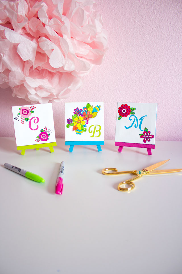 Make this monogram desktop art from mini canvases and floral rub-ons. A perfect personalized Mother's Day or birthday present! Make this monogram desktop art from mini canvases and floral rub-ons. A perfect personalized Mother's Day or birthday present!