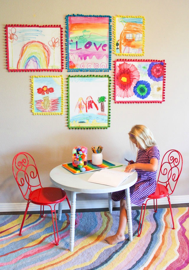 A fun way to display kids art in a gallery wall