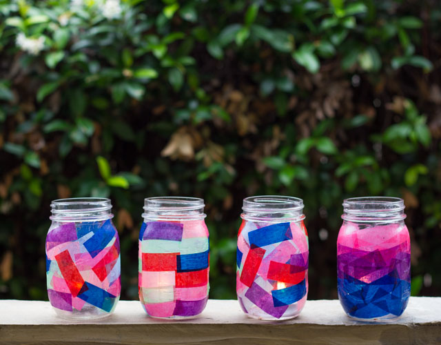 Tissue Paper Mason Jar Lanterns - Design Improvised