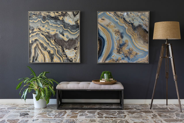 geode themed living room