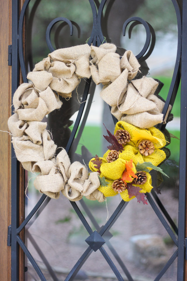 Simple fall burlap wreath - make in under 30 minutes!