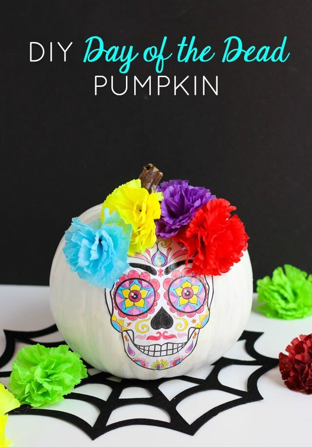 day of the dead skull pumpkin template