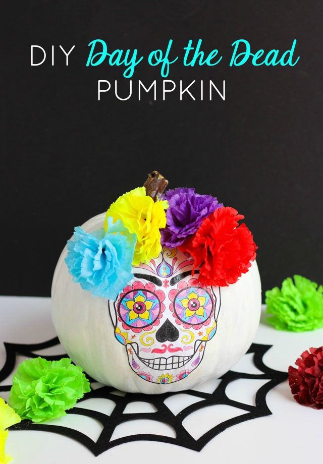 Create this DIY Day of the Dead pumpkin with an adult coloring book page! Create this DIY Day of the Dead pumpkin with an adult coloring book page!