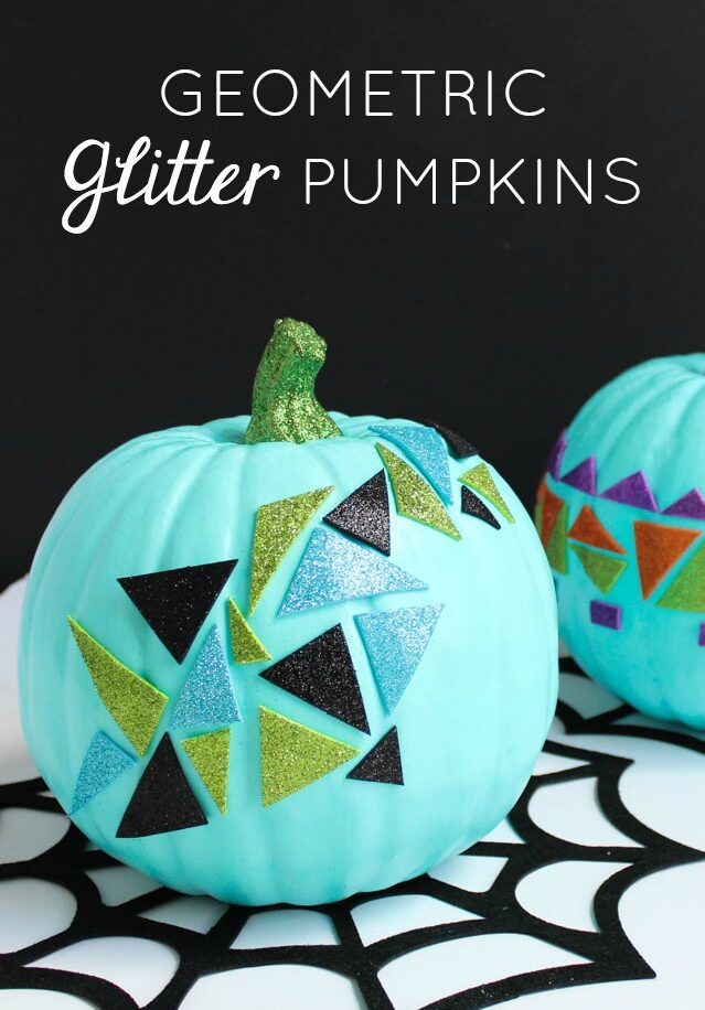 DIY modern geometric glitter pumpkins