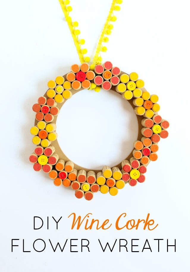 DIY wine cork flower wreath