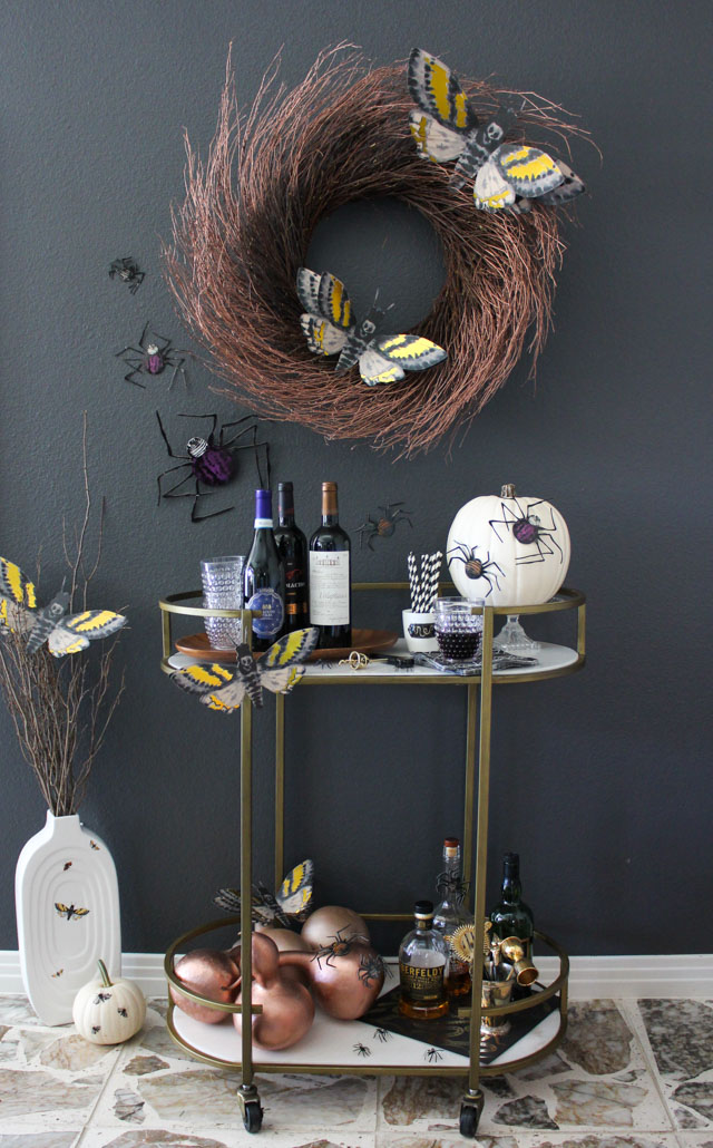 Create a bug-filled bar cart for your Halloween party!