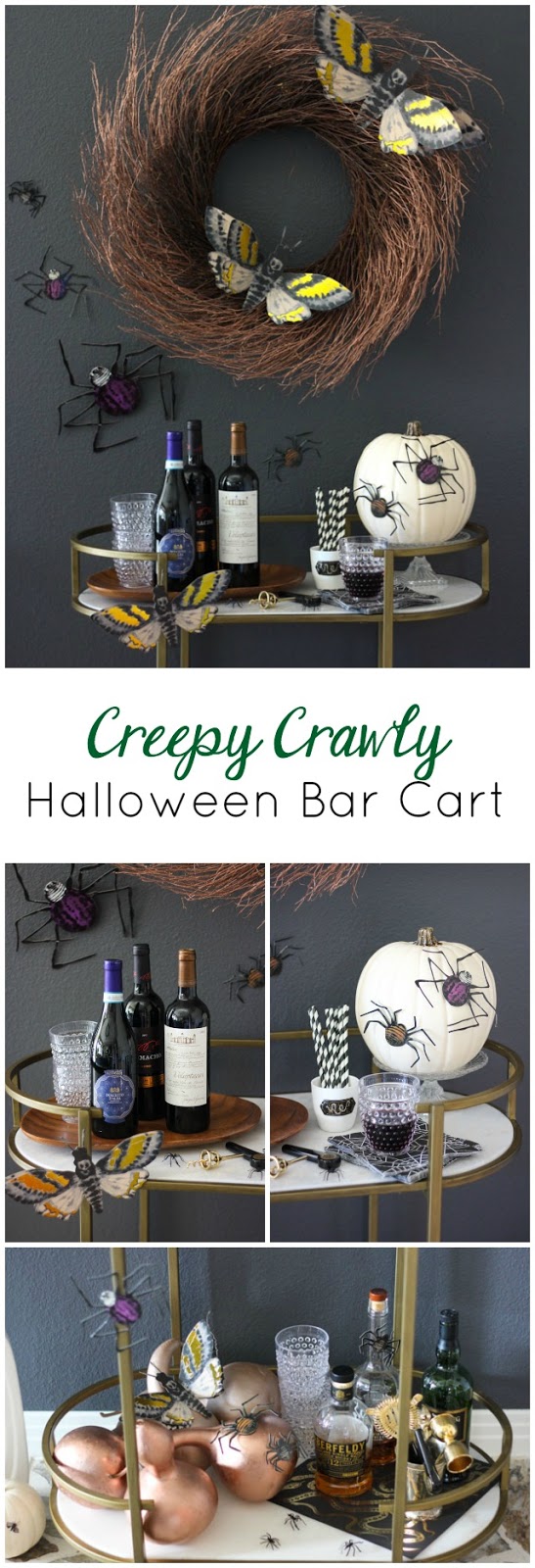 Create this bug-filled bar cart for your Halloween decor!