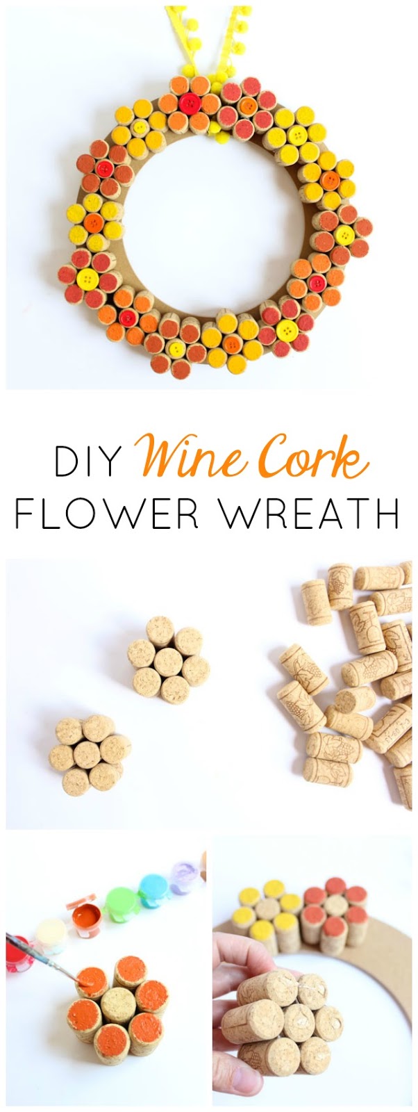 Love this wine cork craft idea - a pretty fall flower wreath!