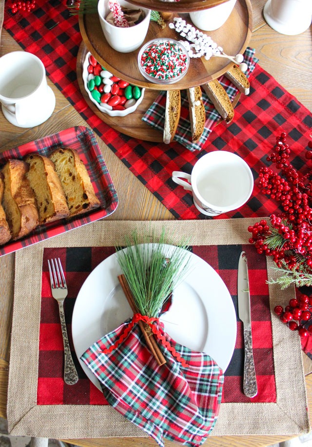 Plaid Christmas table decor from Tuesday Morning