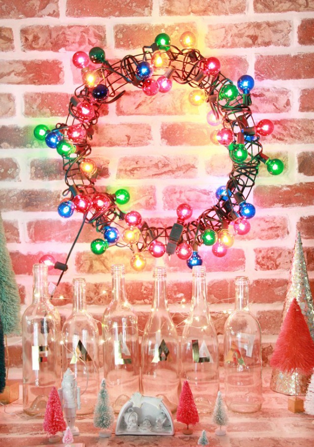 DIY Colorful Light Christmas Wreath