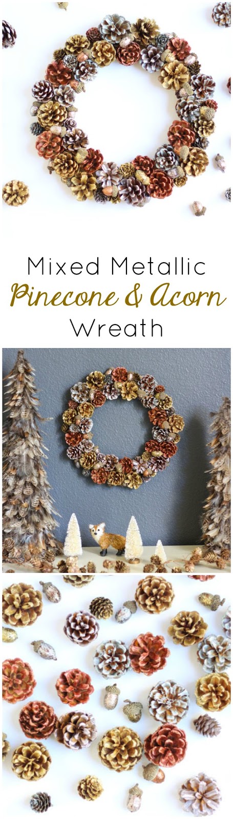 Paint pinecones and acorns in a variety of glittery metallics for this glam Christmas wreath idea! Paint pinecones and acorns in a variety of glittery metallics for this glam Christmas wreath idea!