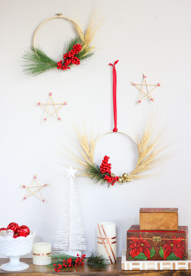 Christmas wheat wreaths and stars from Scandinavian Gatherings book