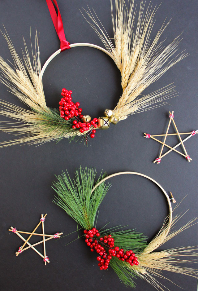 Christmas wheat wreaths and stars from Scandinavian Gatherings book