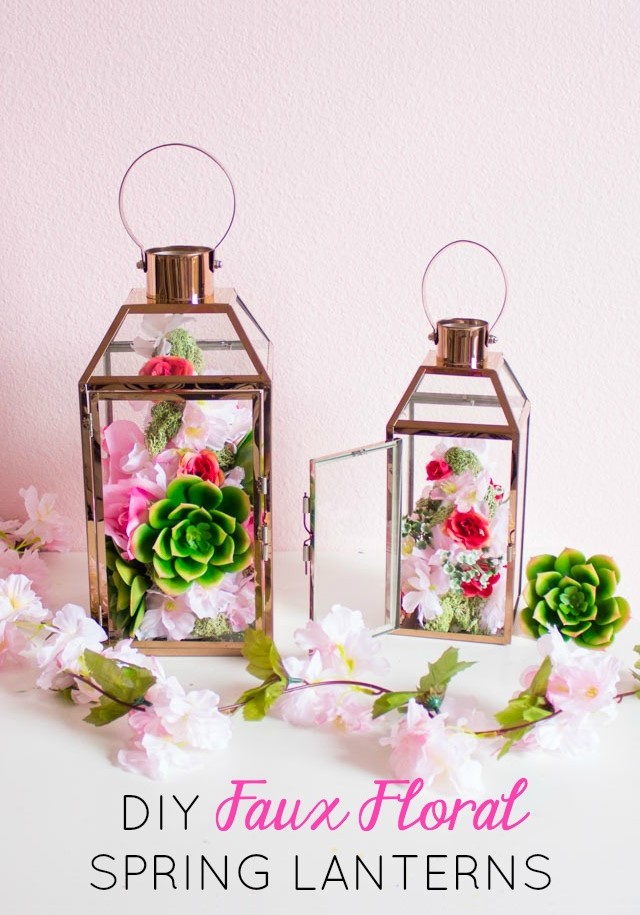 DIY floral cone spring lantern craft