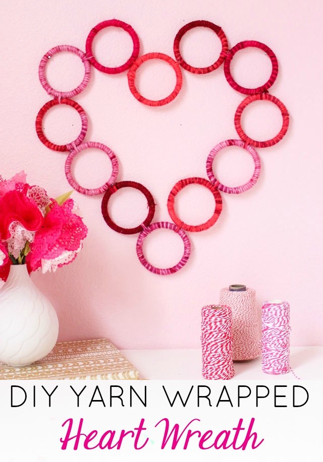 DIY Yarn Wrapped Heart Wreath