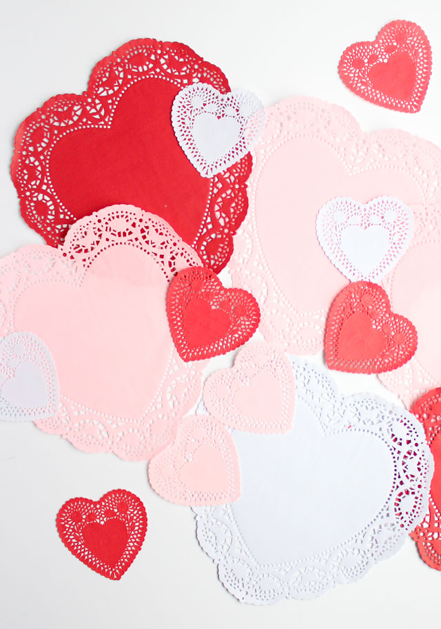 Paper heart doily crafts