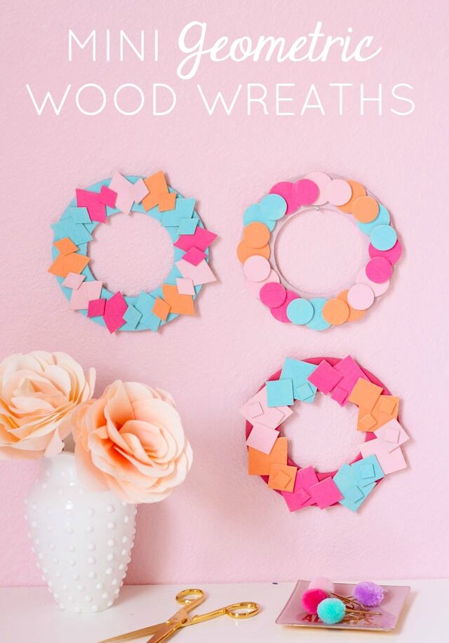 DIY mini diamond square circle wood shape wreaths