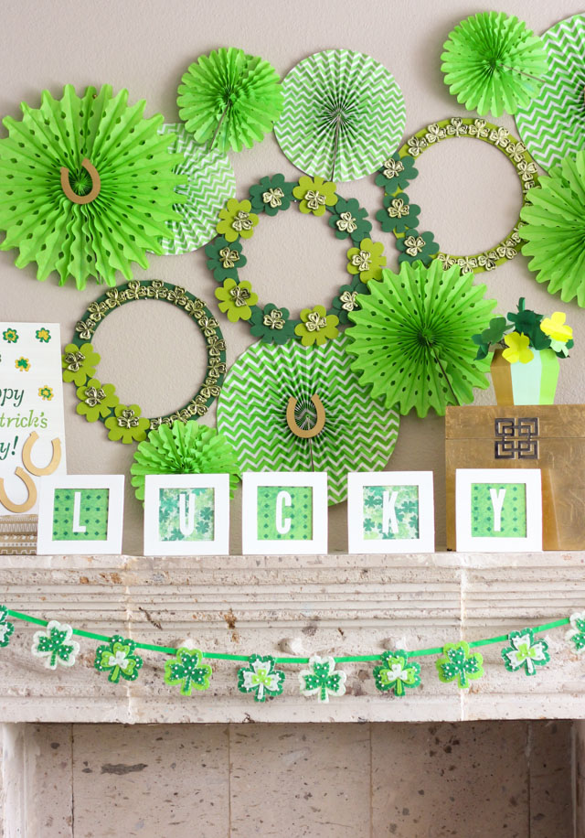 Shamrock-Filled St. Patrick’s Day Mantel