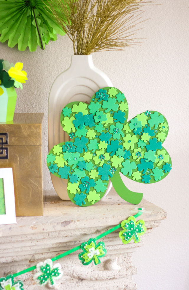 Giant painted wood shamrock craft