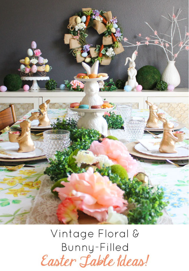 Vintage Floral and bunny beautiful table ideas