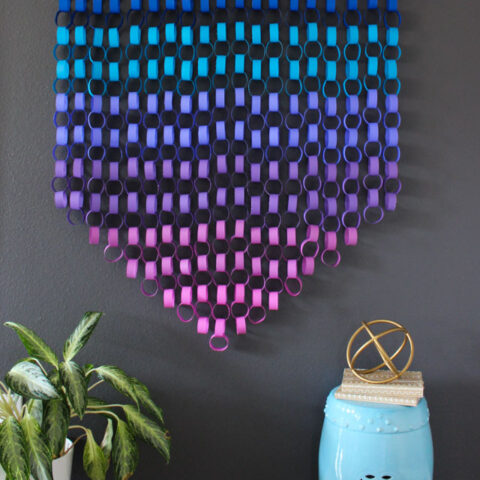 Wall hanging with store colour paper