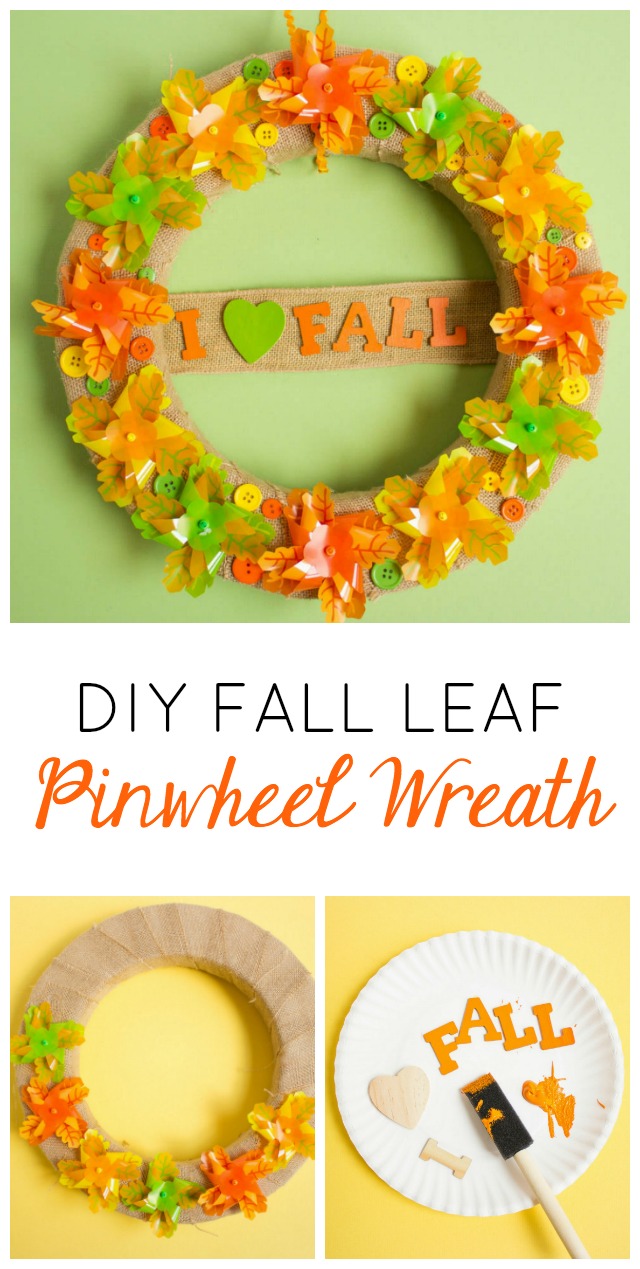 Make this fall leaf pinwheel wreath to express your love for all things fall! #fallwreath #pinwheelwreath 