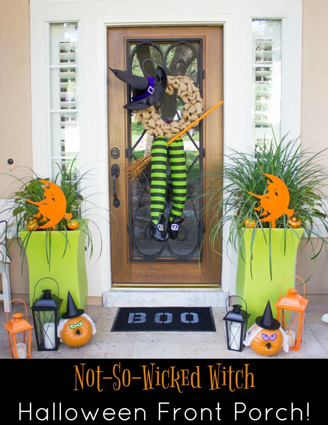Cute ideas for decorating your front porch with witch decor for Halloween! #halloweenfrontporch #halloweendecor #witchdecor Cute ideas for decorating your front porch with witch decor for Halloween! #halloweenfrontporch #halloweendecor #witchdecor