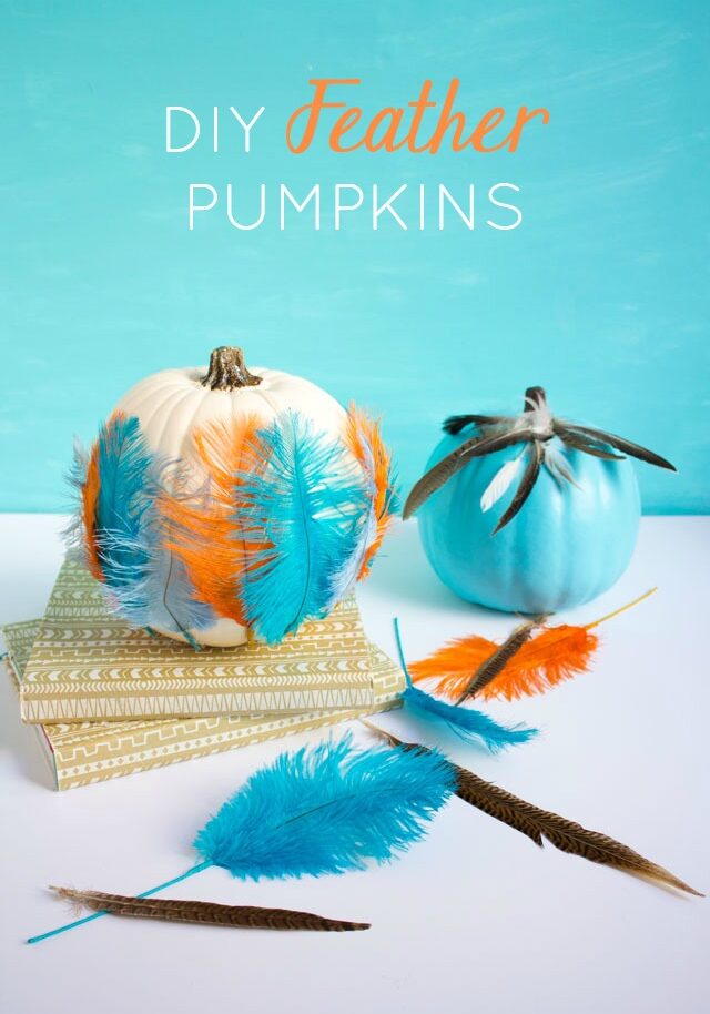 How to decorate pumpkins with feathers