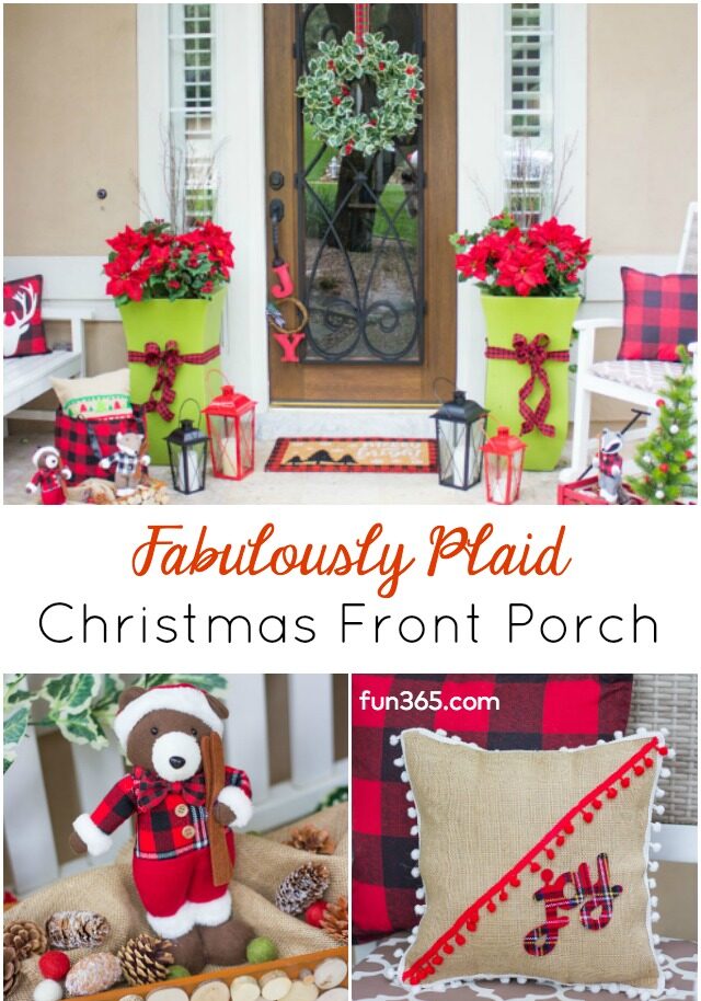 Plaid Christmas Front Porch Ideas