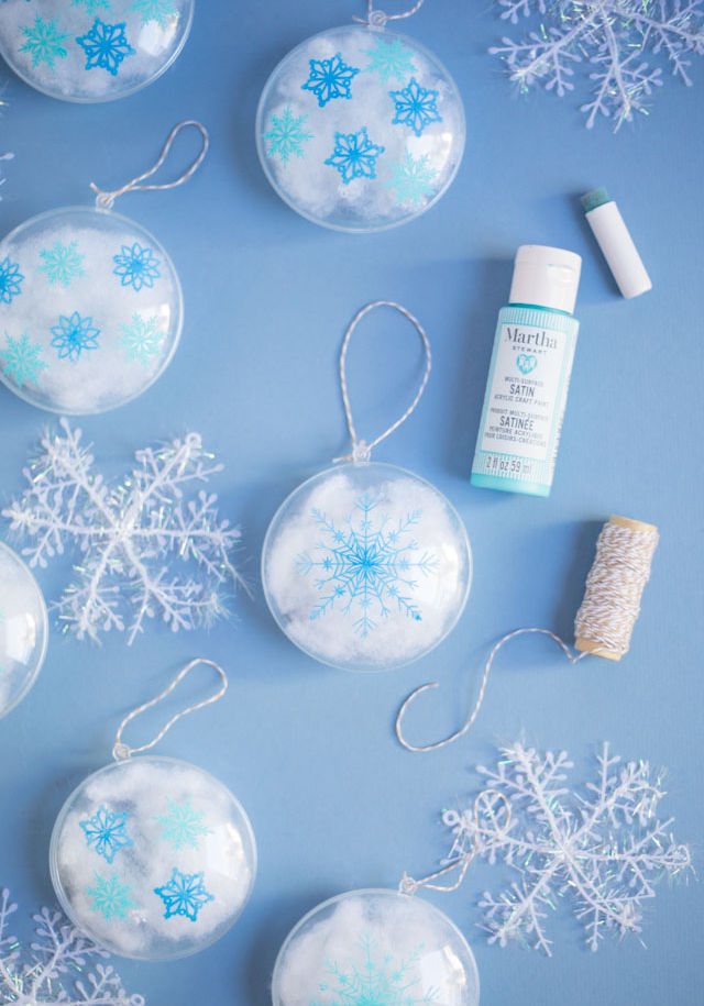 Stenciled snowflake christmas ornaments