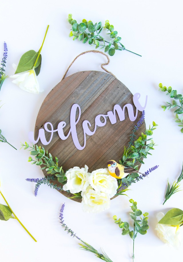 DIY spring wood welcome sign