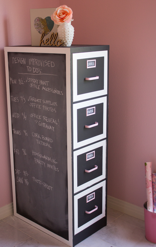 File cabinet makeover with chalkboard paint
