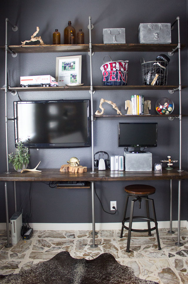 Pipe and wood industrial shelves