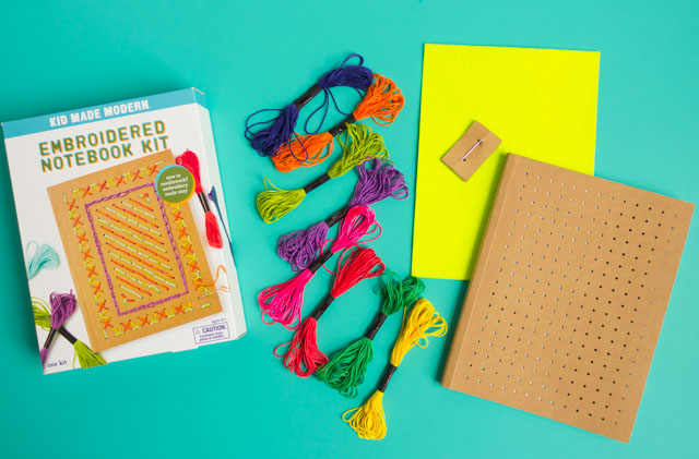 Make your own embroidered journal with this DIY notebook kit from Kid Made Modern #embroidery #kidmademodern