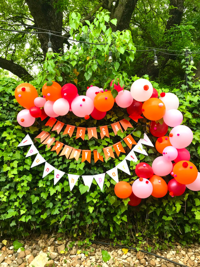 design-improvised-launch-party-balloon-garland #balloongarland #pompomballoons #launchparty