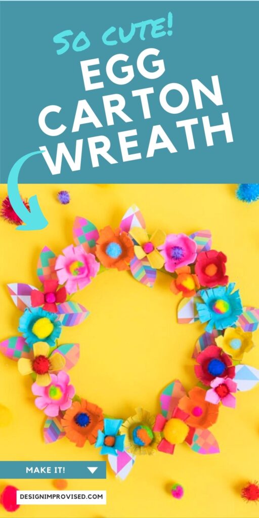 Colorful egg carton flower wreath