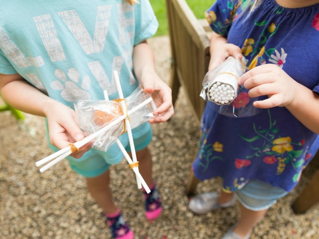 Oatmeal container straw game: fun DIY toddler indoor activity - Merriment  Design