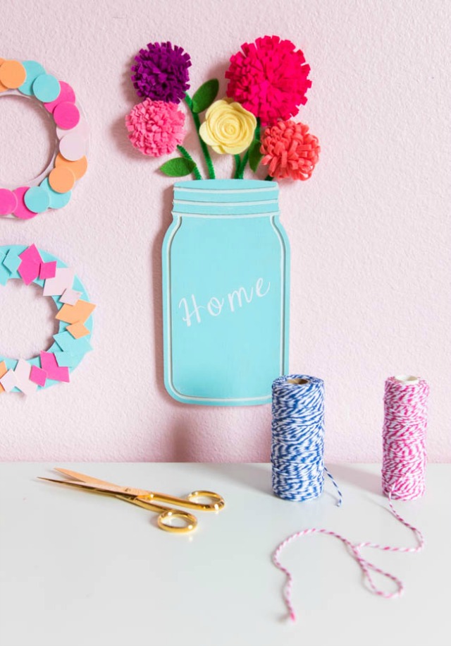 Painted wood mason jar decor idea