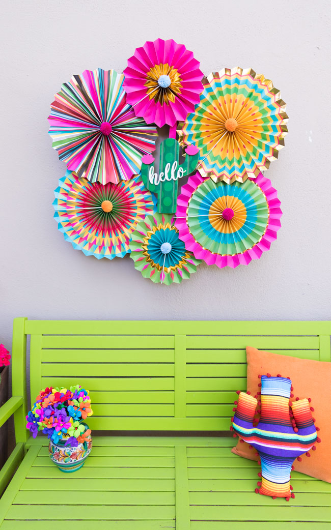 Paper fan fiesta wreath