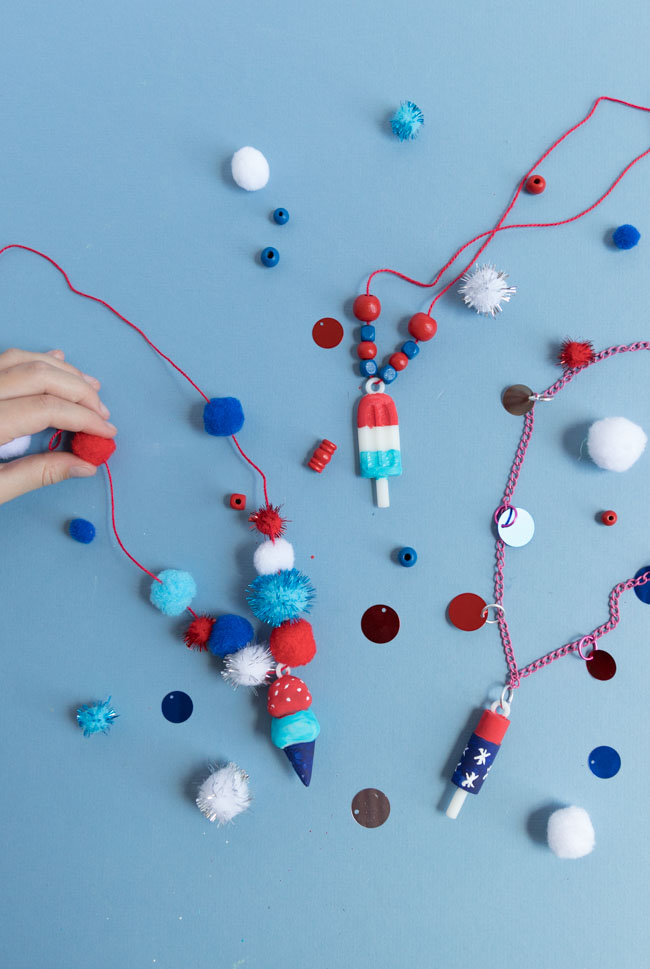 Patriotic ice cream necklaces