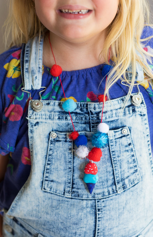 Patriotic necklace with ice cream cone charm