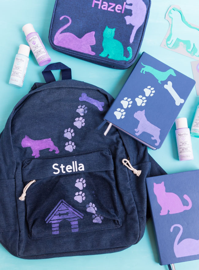 DIY School Supplies using Martha Stewart stencils